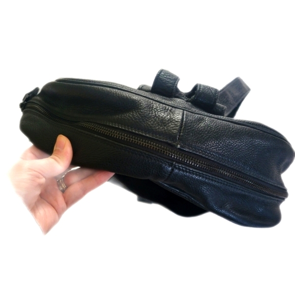 Roots full leather pebbled leather backpack medium large black unisex - Picture 6 of 12